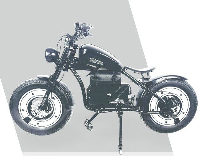 Bobber Classic electric motorcycle with whitewall wheels